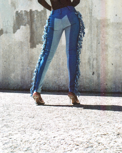 Kara Fringe denim pants